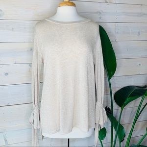 SOLD! Light Cream Colored Soft Knit Top with Cute Detailing Around Wrist